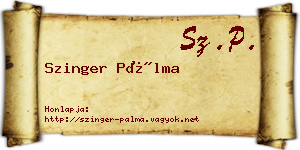 Szinger Pálma névjegykártya
